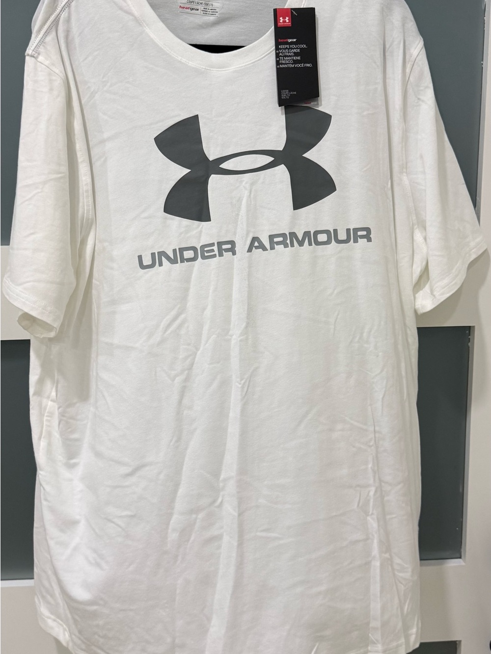 Under Armour White Short-Sleeve Tee with Gray Logo